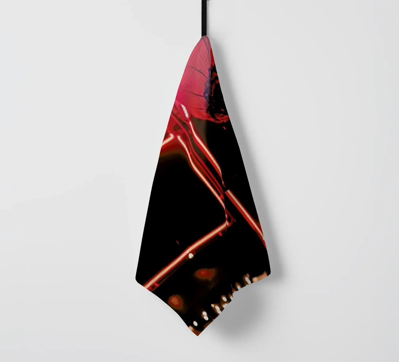 Red Streetlife tea towel by Sebastian Hilgetag