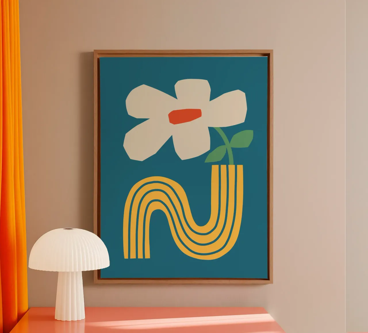 Abstract Gele Vaas Kunstdruk Modern Geometrisch Minimalistisch canvas met Baklijst van THE MOTIVATED TYPE