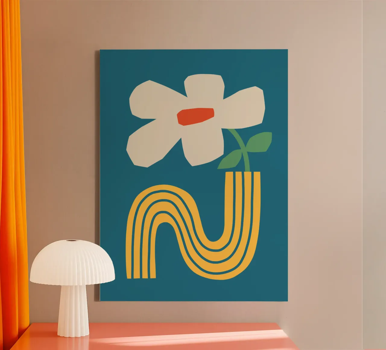 Abstract Gele Vaas Kunstdruk Modern Geometrisch Minimalistisch canvas met Baklijst van THE MOTIVATED TYPE