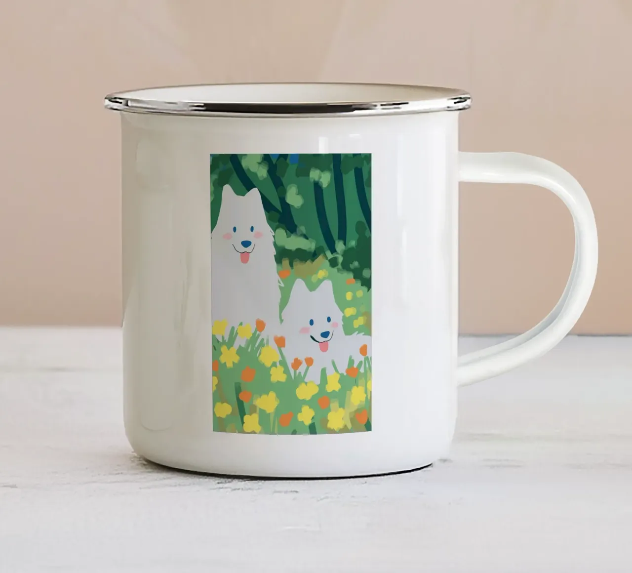cani tazza in smalto da Kevin Walters