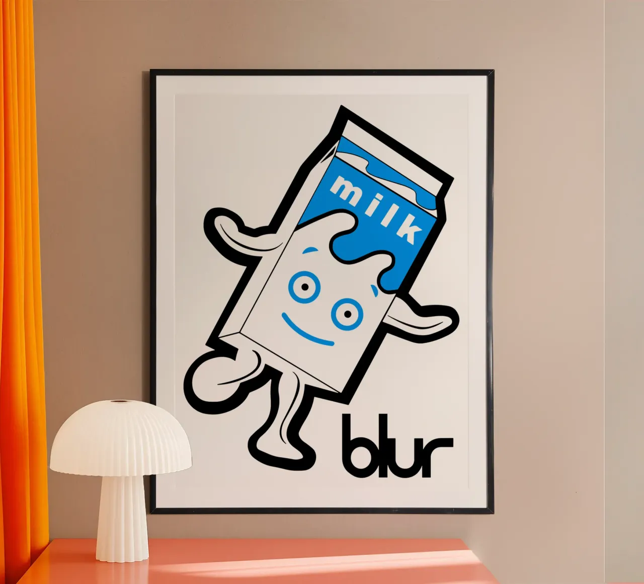 Latte Blur poster con telaio in legno da FKochStudio