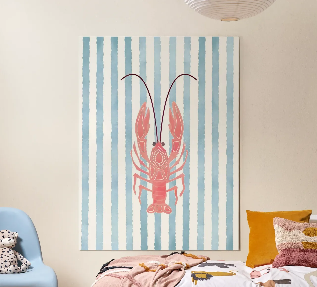 Chic nautico con un tocco di aragosta poster con telaio in alluminio da cafelab
