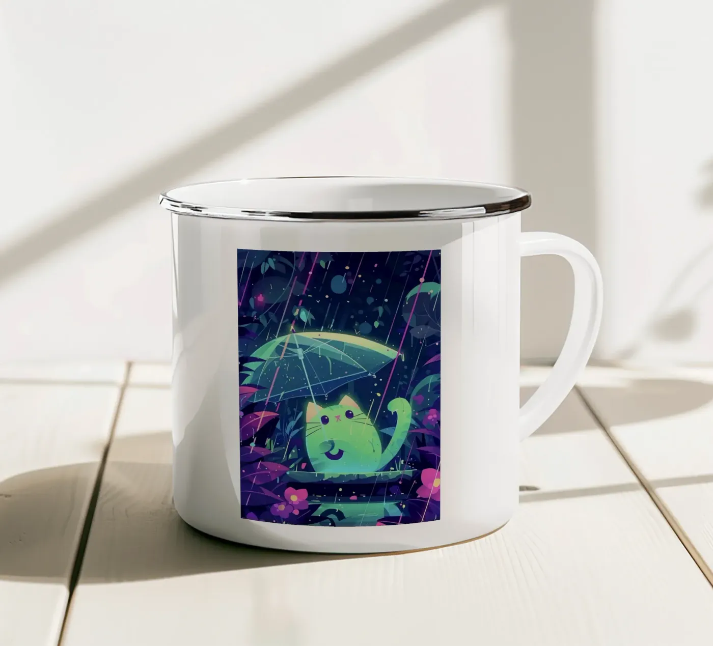 cat enamel mug by Kevin Walters