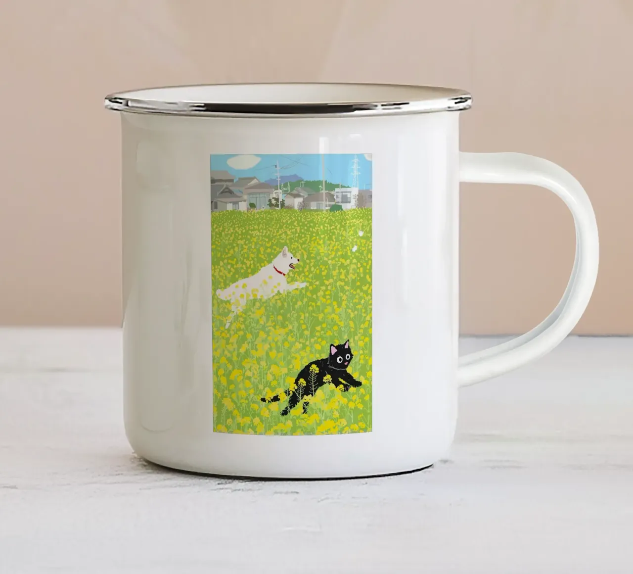 cani tazza in smalto da Kevin Walters