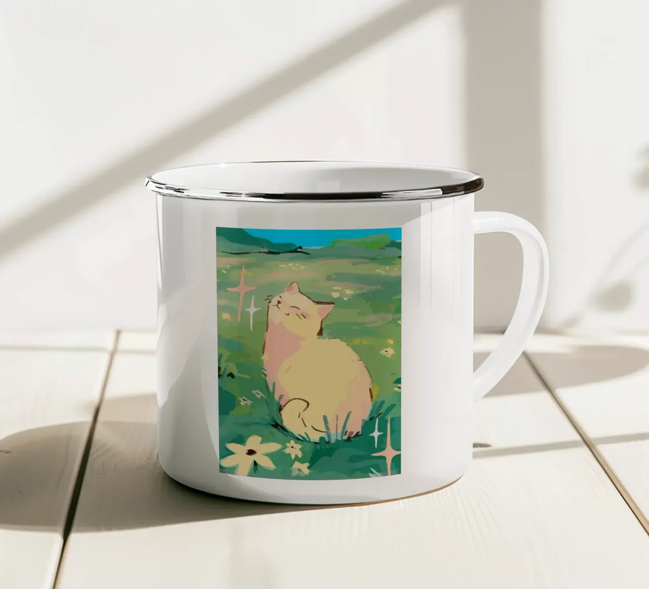 gatto tazza in smalto da Kevin Walters