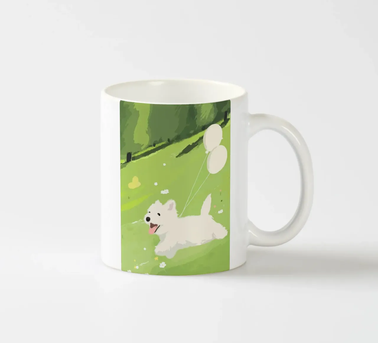 cane con palloncini tazza in ceramica da Kevin Walters