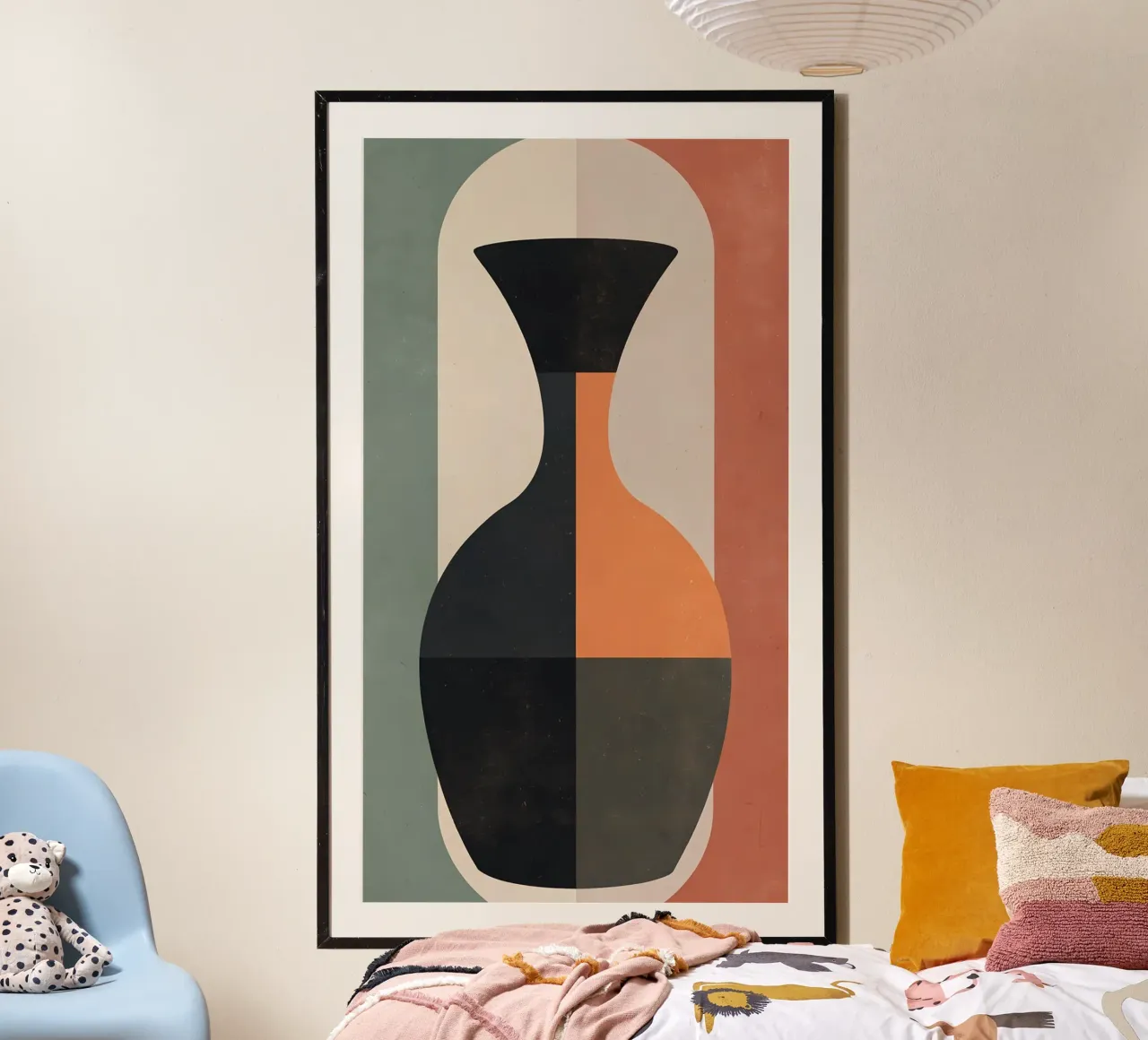 Vaso Abstrait - Art Moderne & Couleurs Douces poster con telaio in alluminio da Une Affaire de Filles