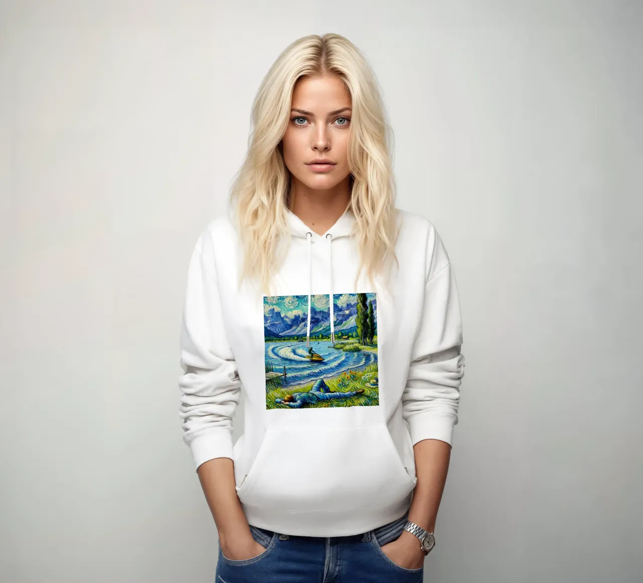 Alpine Lake felpa con cappuccio da Vintage Van Gogh