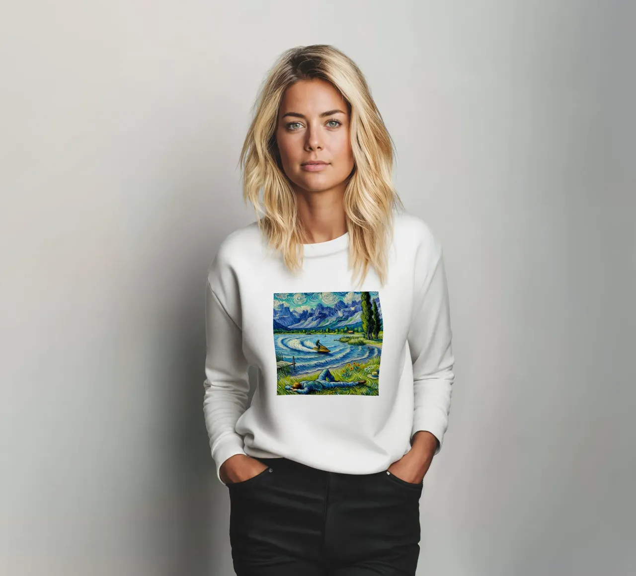 Alpine Lake felpa da Vintage Van Gogh