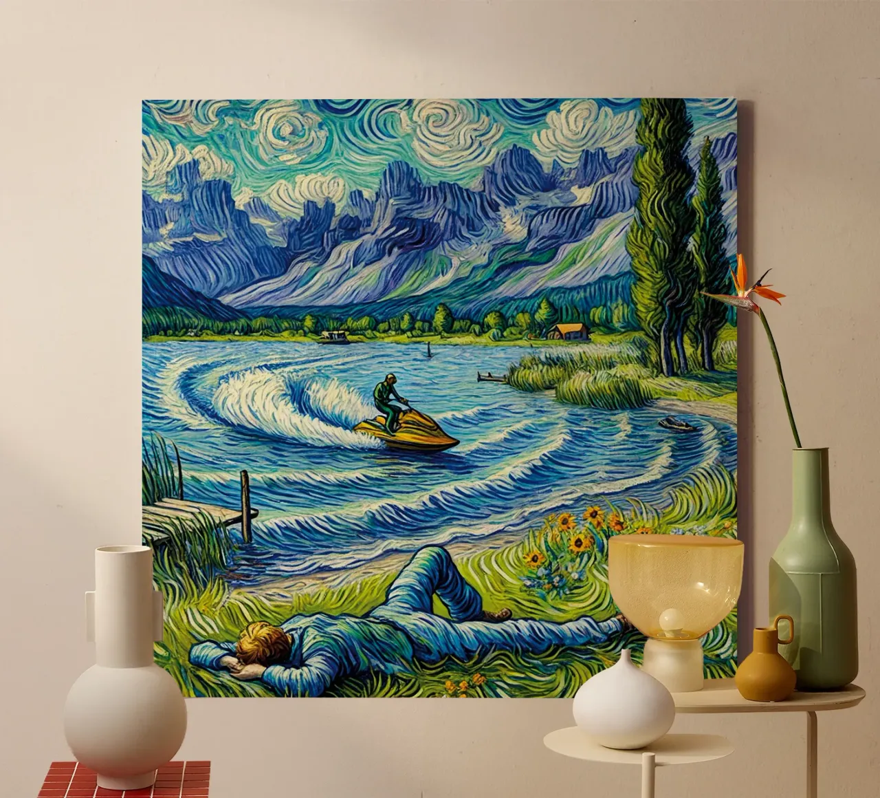 Alpine Lake tela con Cornice a cassetta da Vintage Van Gogh