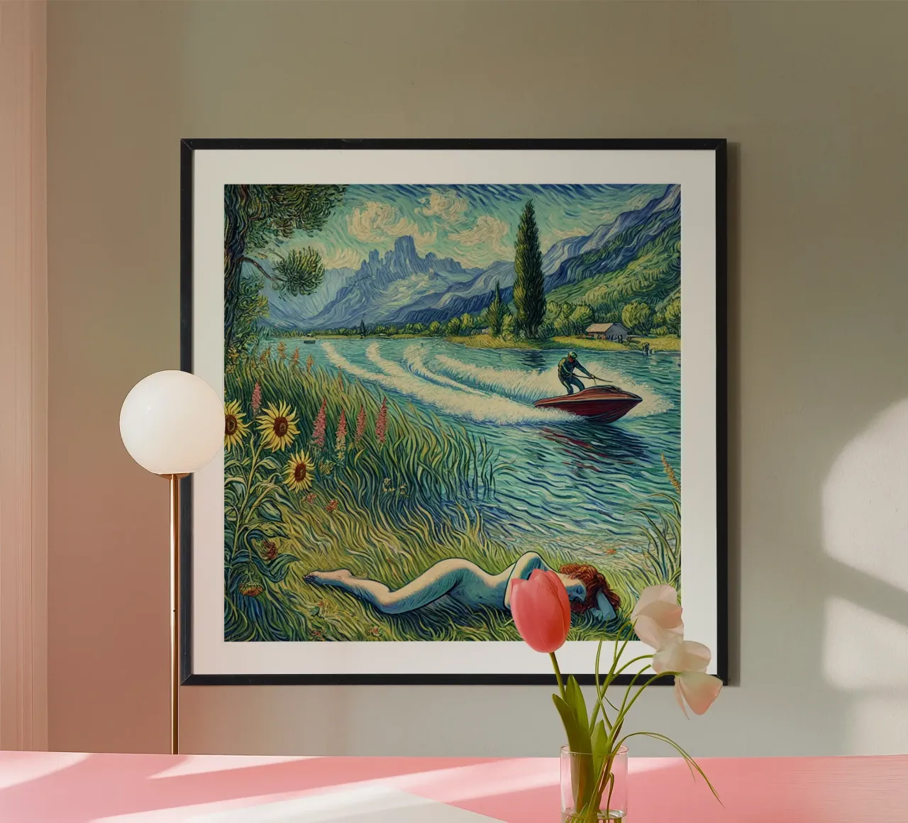 Alpine River Nude poster da Vintage Van Gogh