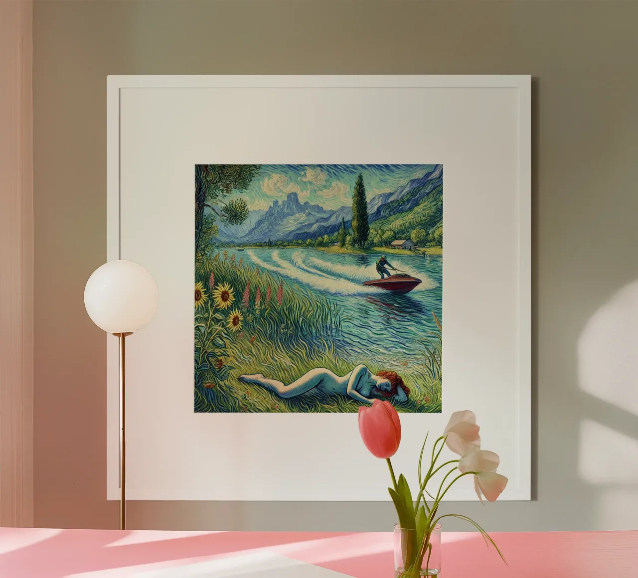 Alpine River Nude poster da Vintage Van Gogh