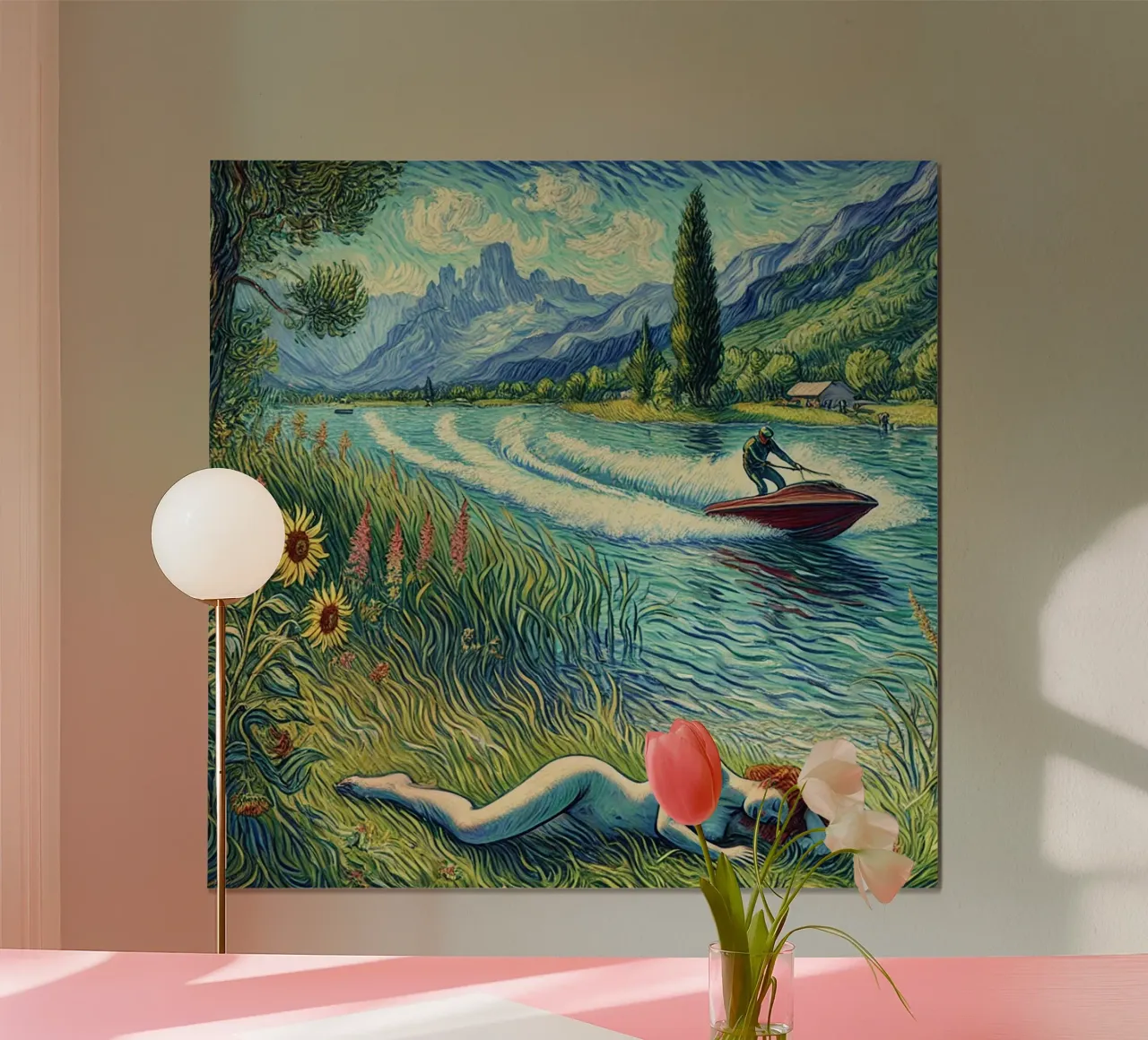 Alpine River Nude poster da Vintage Van Gogh