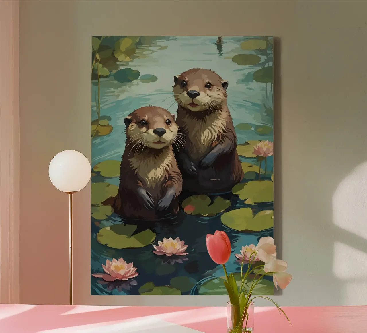 otters canvas by Kevin Walters