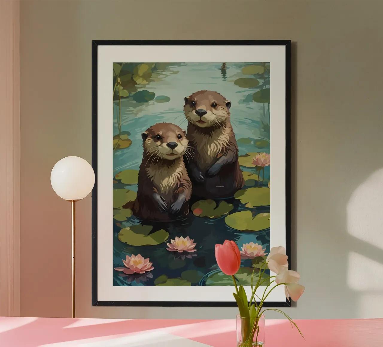 otters poster van Kevin Walters