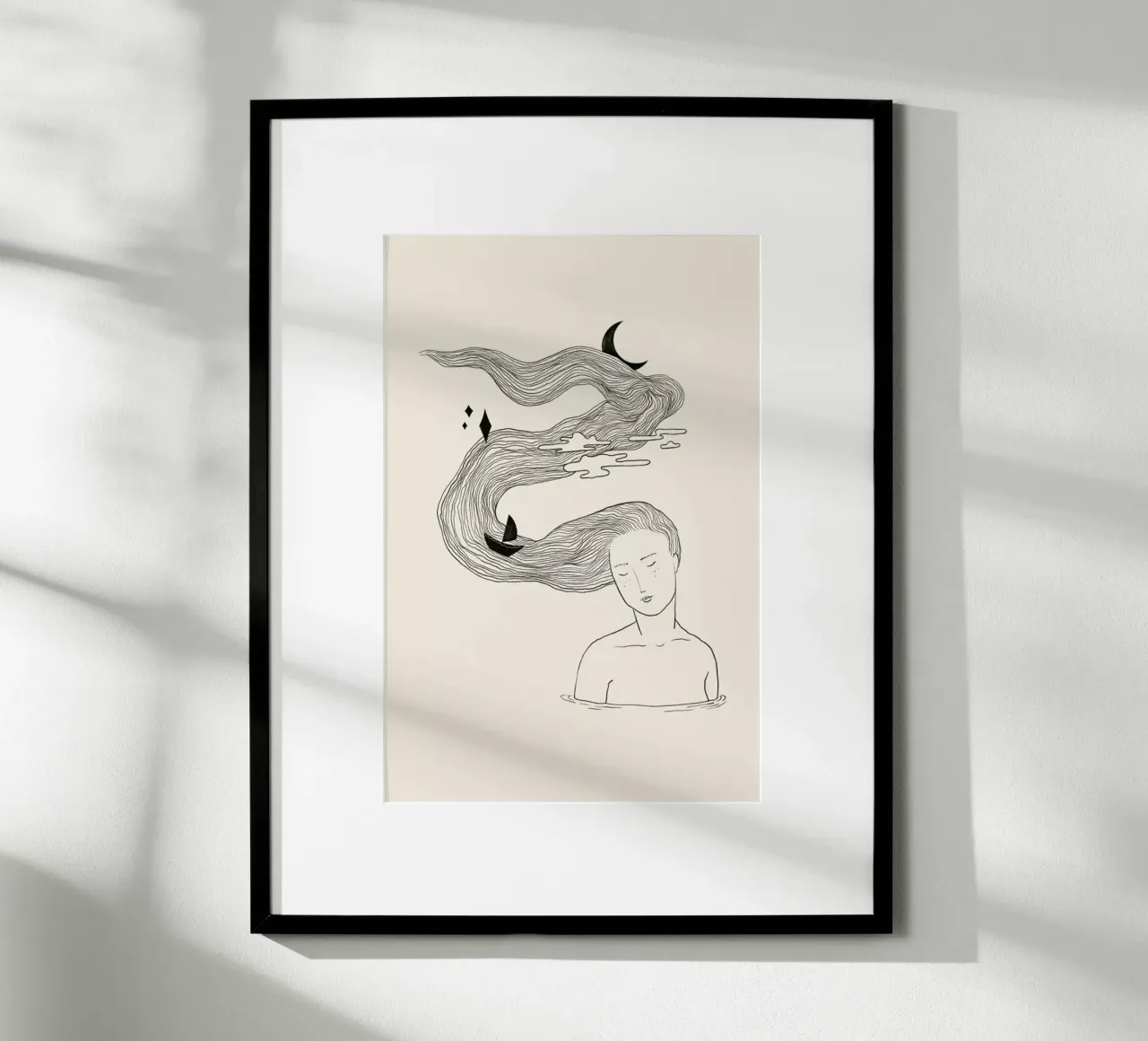 Drifting Off poster con telaio in alluminio da Graphite