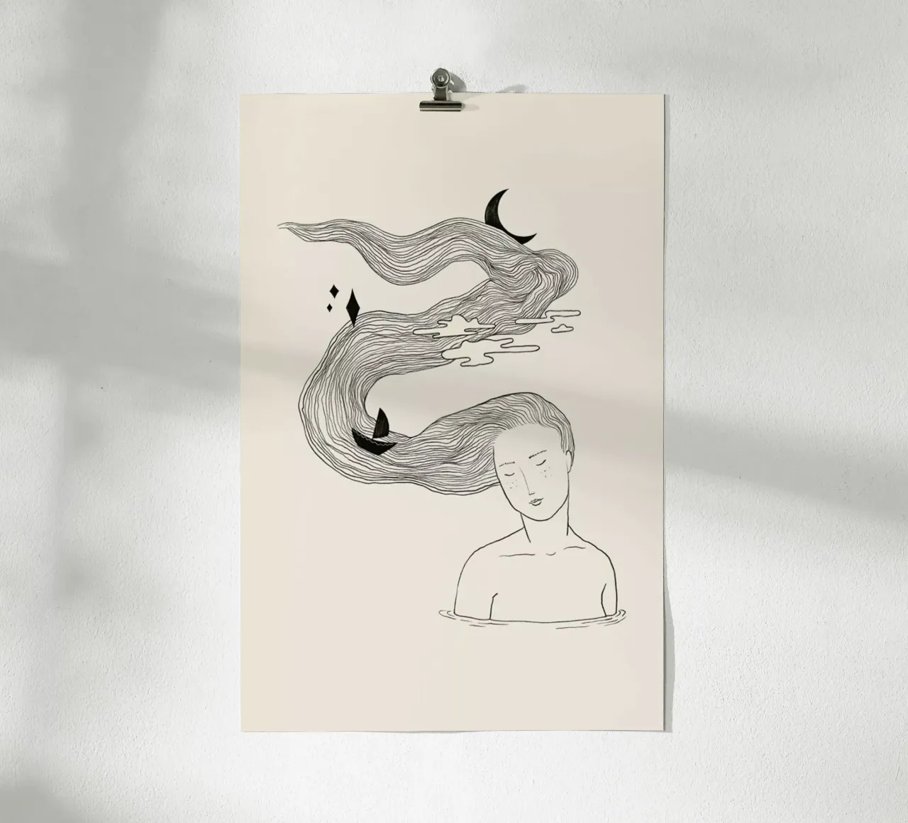 Drifting Off poster con telaio in alluminio da Graphite