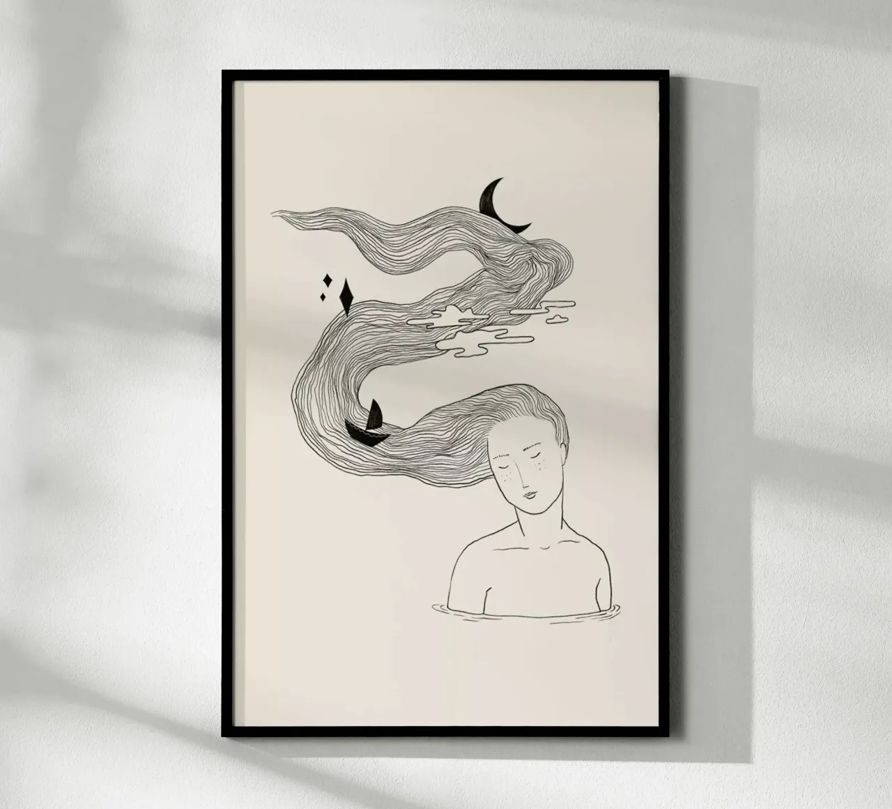 Drifting Off poster con telaio in alluminio da Graphite