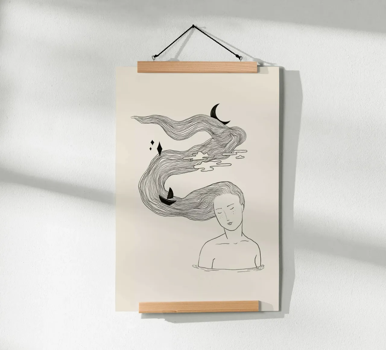 Drifting Off poster con telaio in alluminio da Graphite