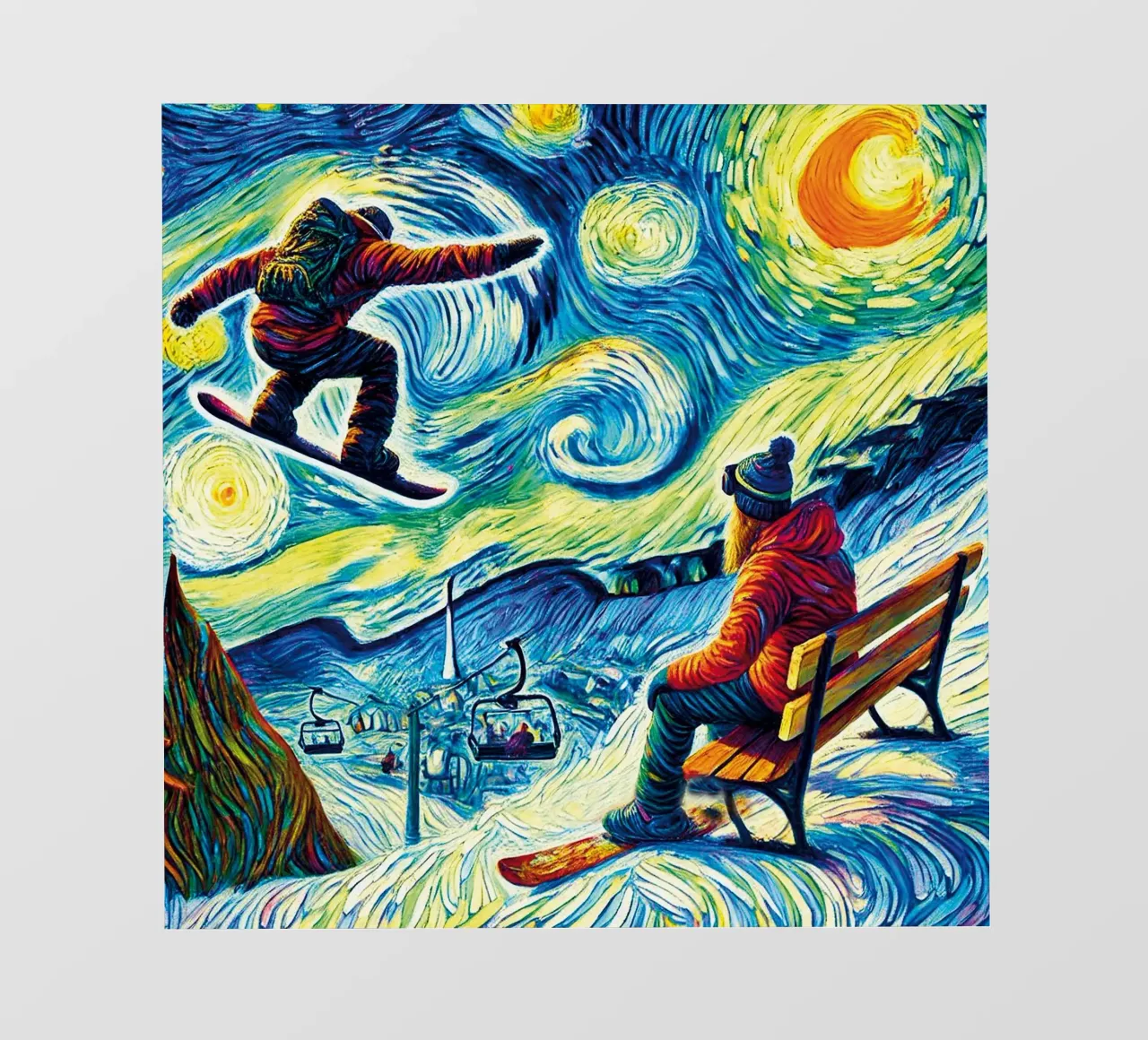 Alpine Snowboard Sundown pellicola backlit da Vintage Van Gogh