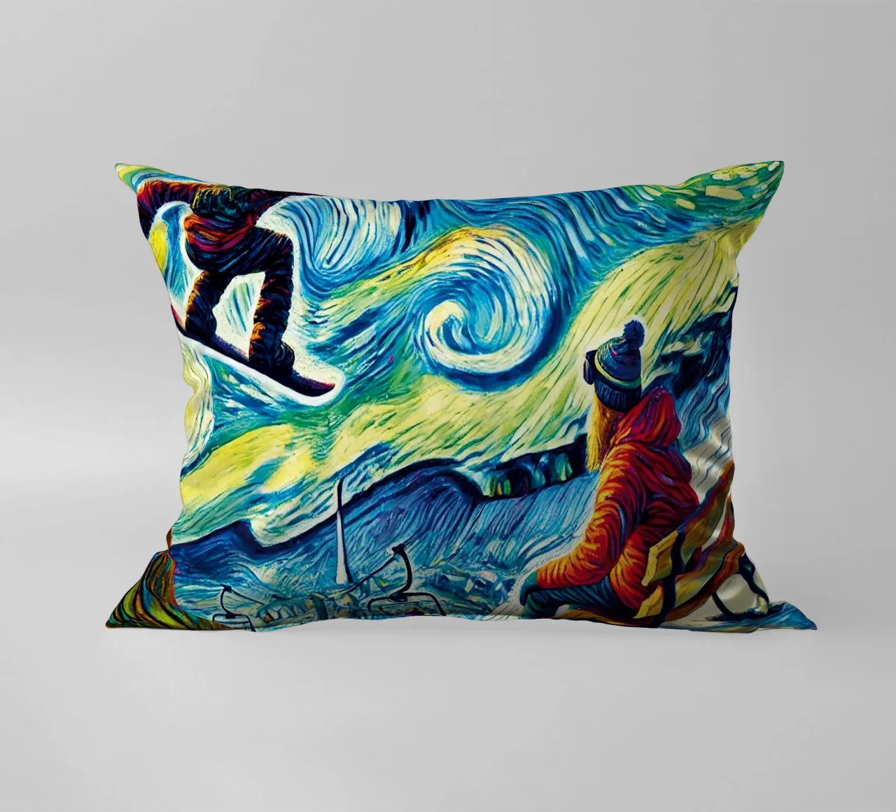 Alpine Snowboard Sundown cuscino da Vintage Van Gogh