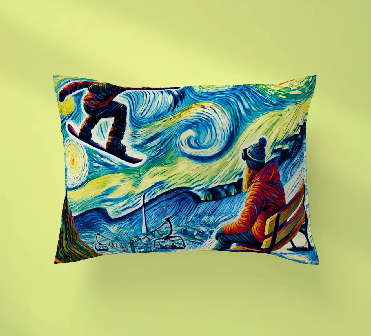 Alpine Snowboard Sundown cuscino da Vintage Van Gogh