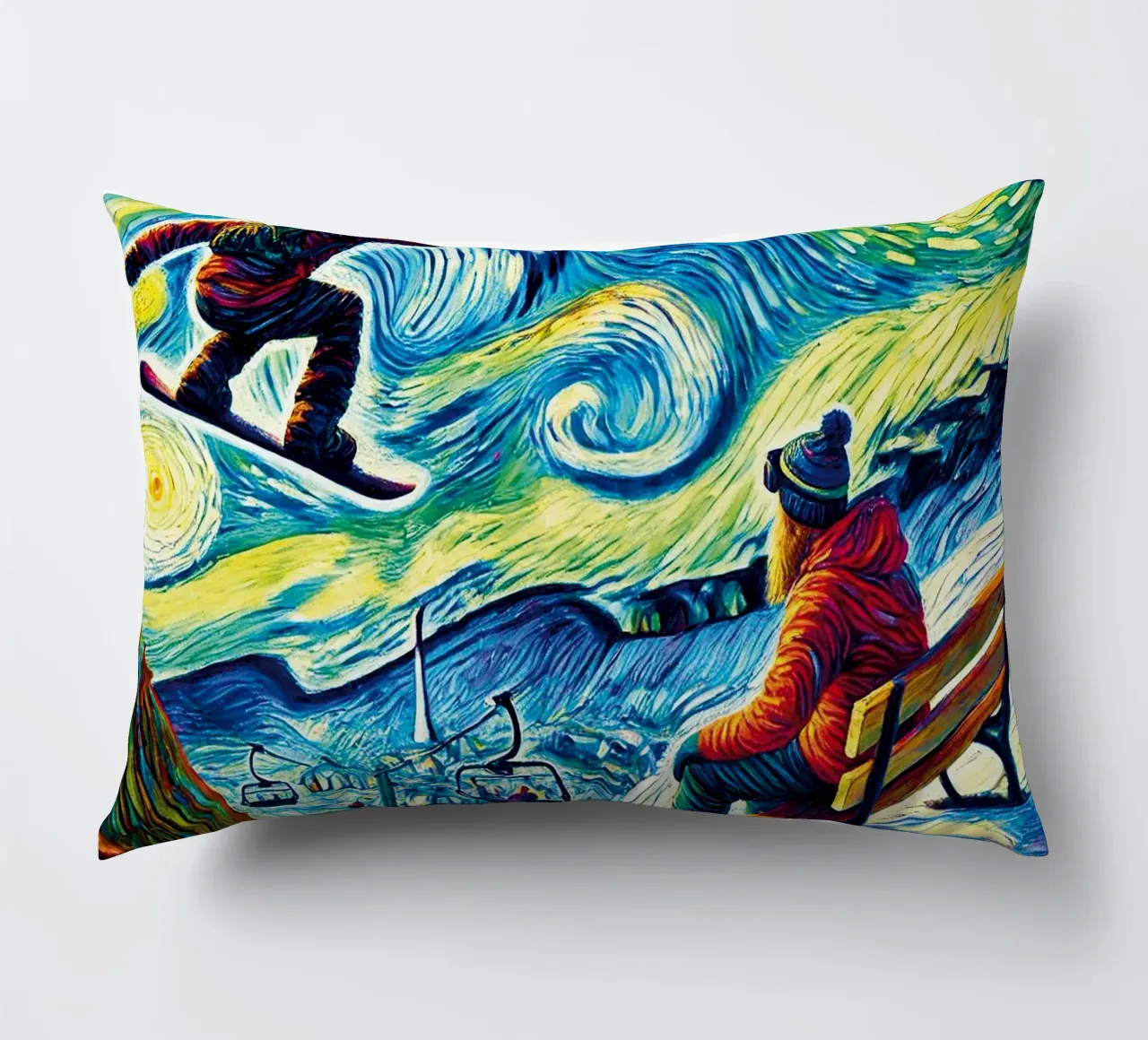Alpine Snowboard Sundown cuscino da Vintage Van Gogh