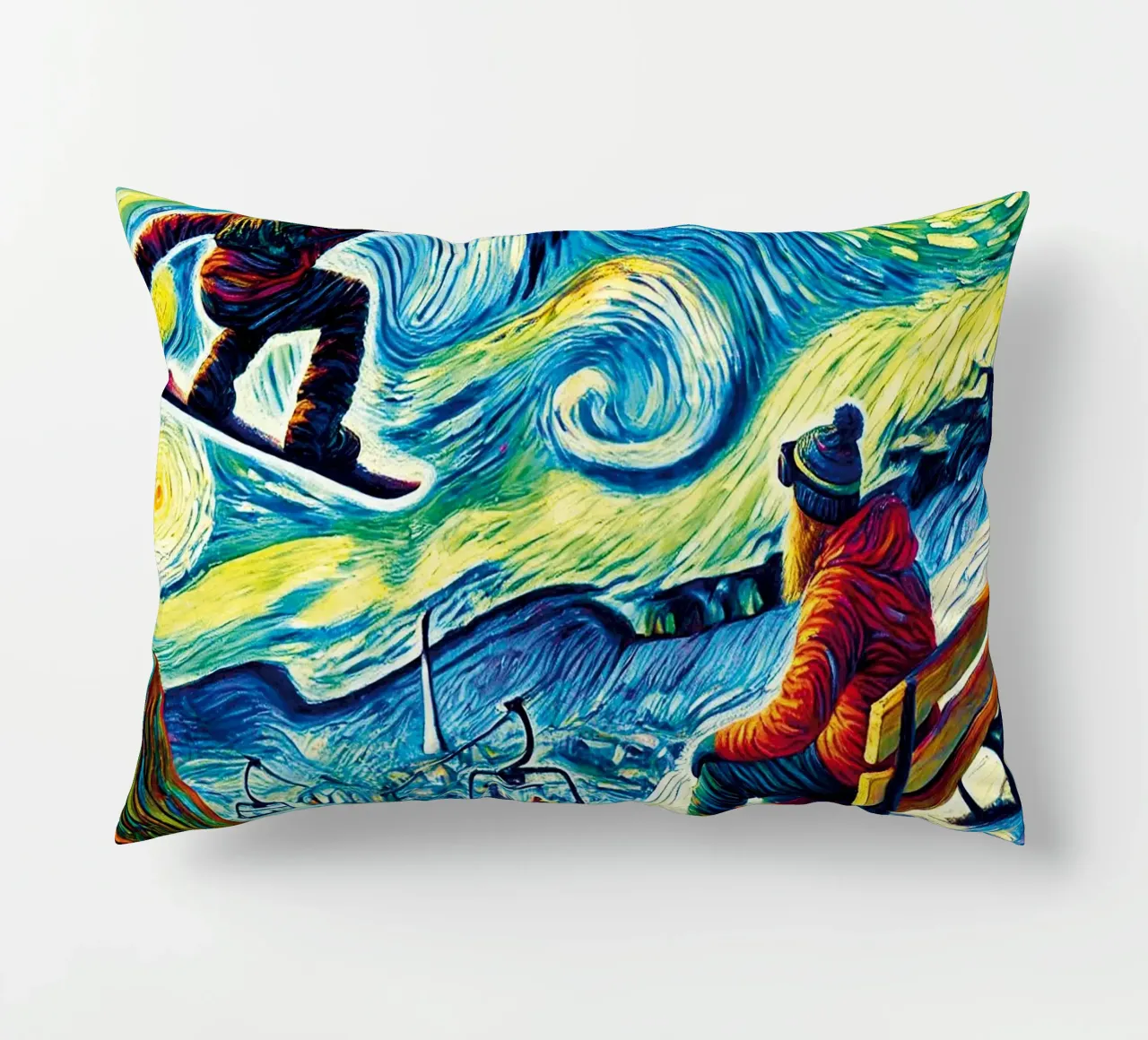 Alpine Snowboard Sundown cuscino da Vintage Van Gogh