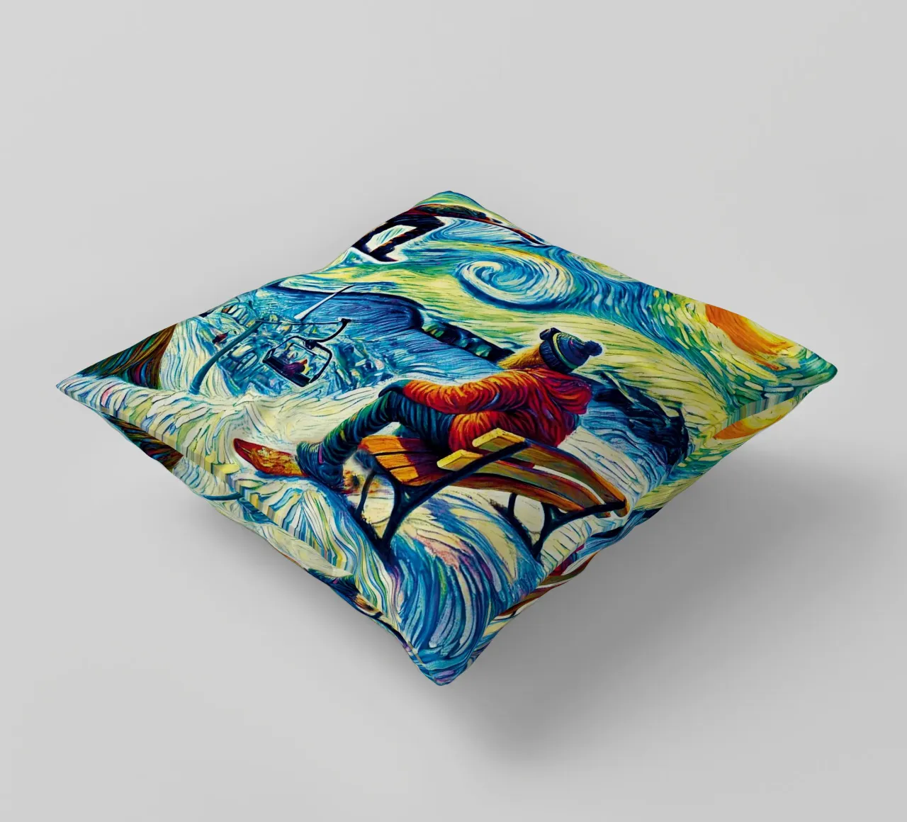 Alpine Snowboard Sundown cuscino da Vintage Van Gogh