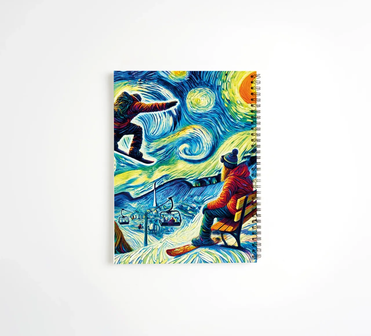 Alpine Snowboard Sundown spiral notebook by Vintage Van Gogh