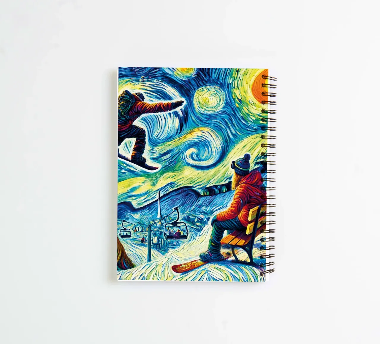 Alpine Snowboard Sundown spiral notebook by Vintage Van Gogh