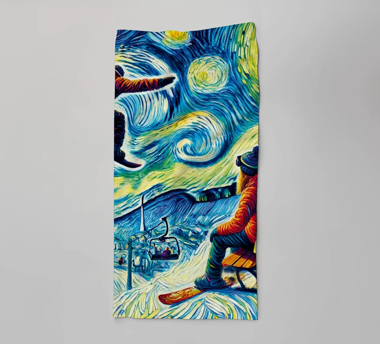 Alpine Snowboard Sundown asciugamano da bagno da Vintage Van Gogh