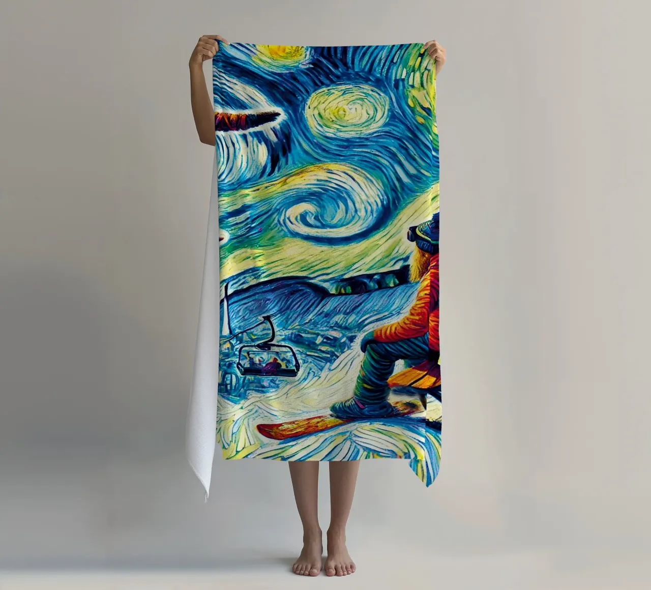 Alpine Snowboard Sundown telo mare da Vintage Van Gogh