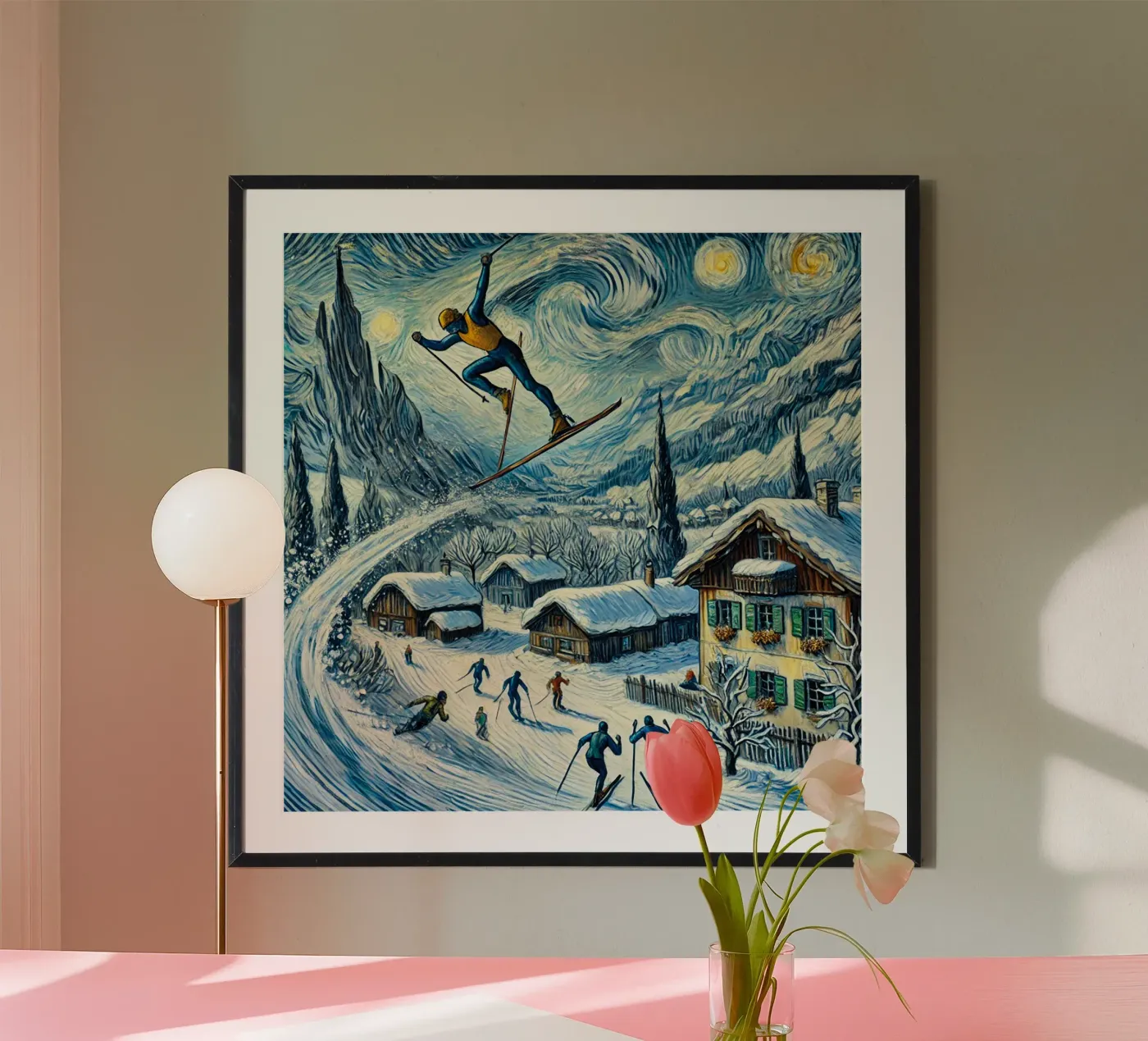 Alpine Superhero Skiing poster da Vintage Van Gogh