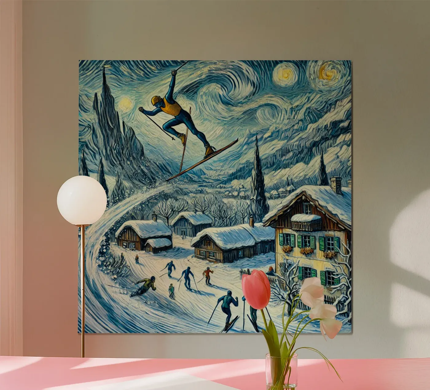 Alpine Superhero Skiing poster da Vintage Van Gogh