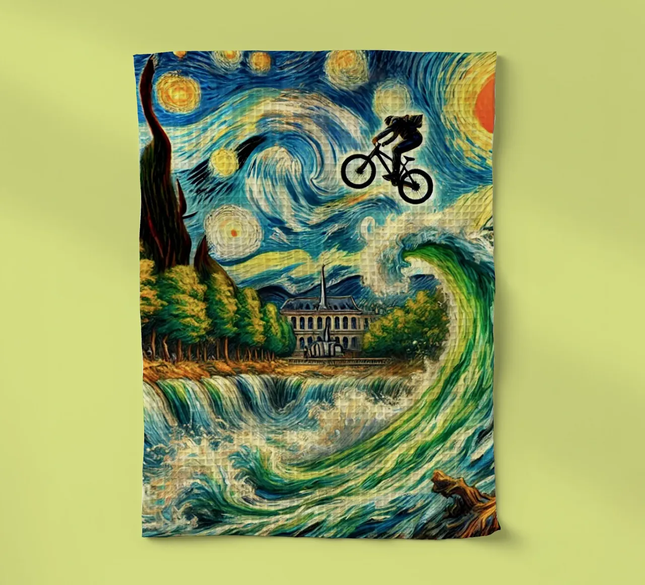 Bike the Waterfall Geschirrtuch von Vintage Van Gogh