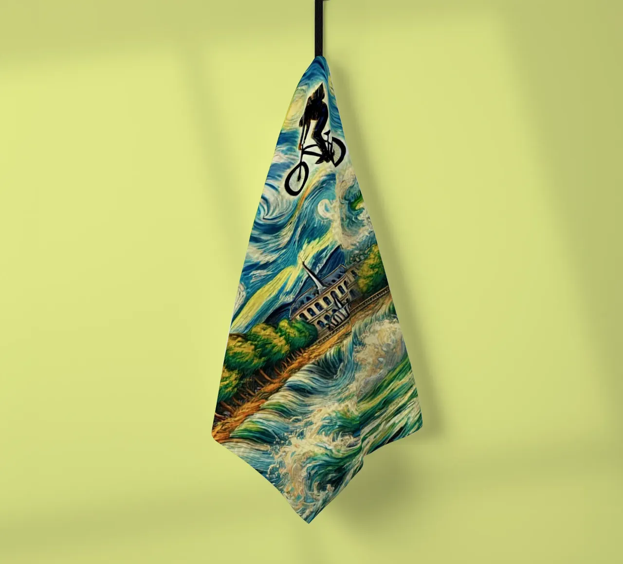 Bike the Waterfall Geschirrtuch von Vintage Van Gogh