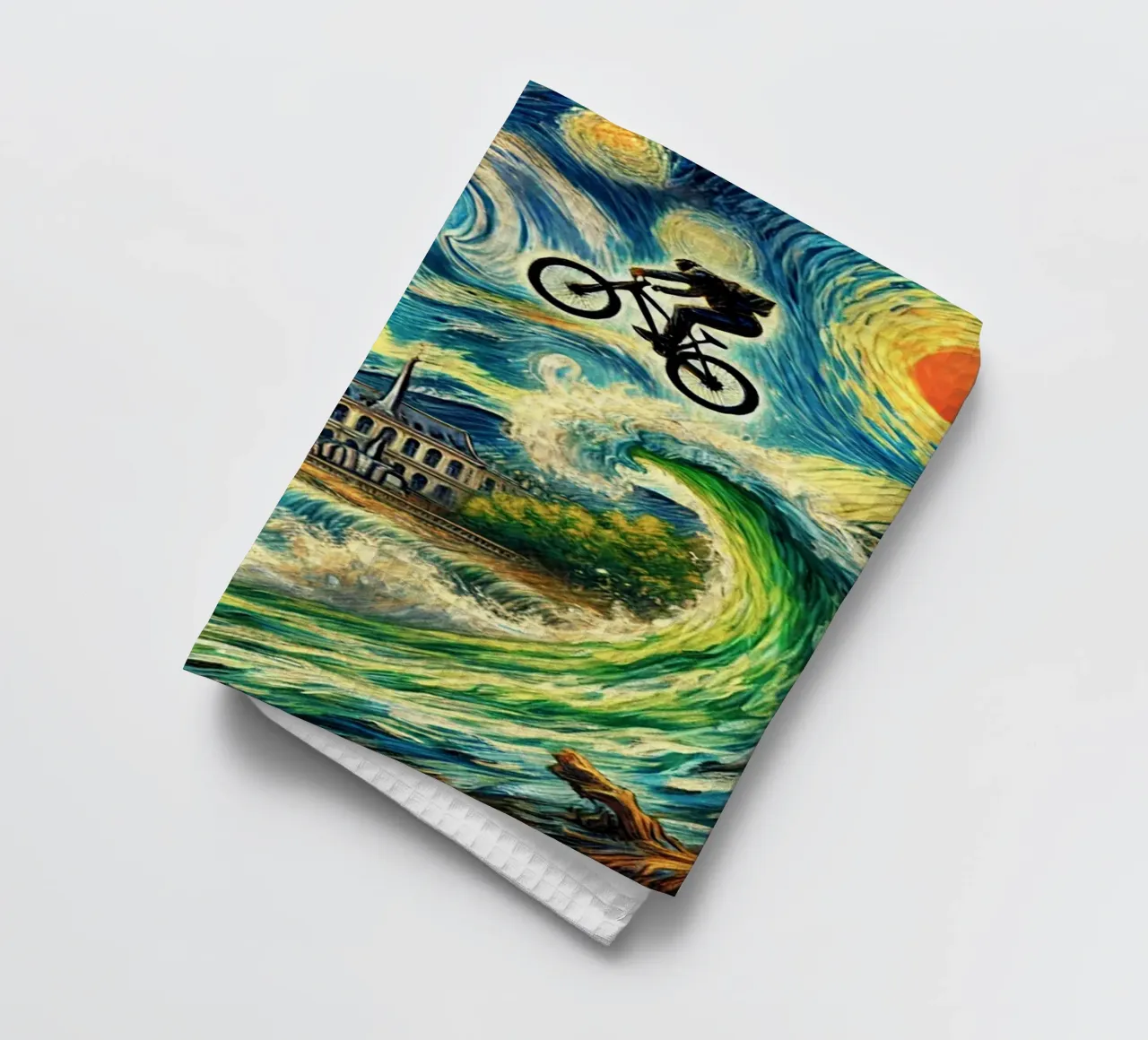 Bike the Waterfall Geschirrtuch von Vintage Van Gogh