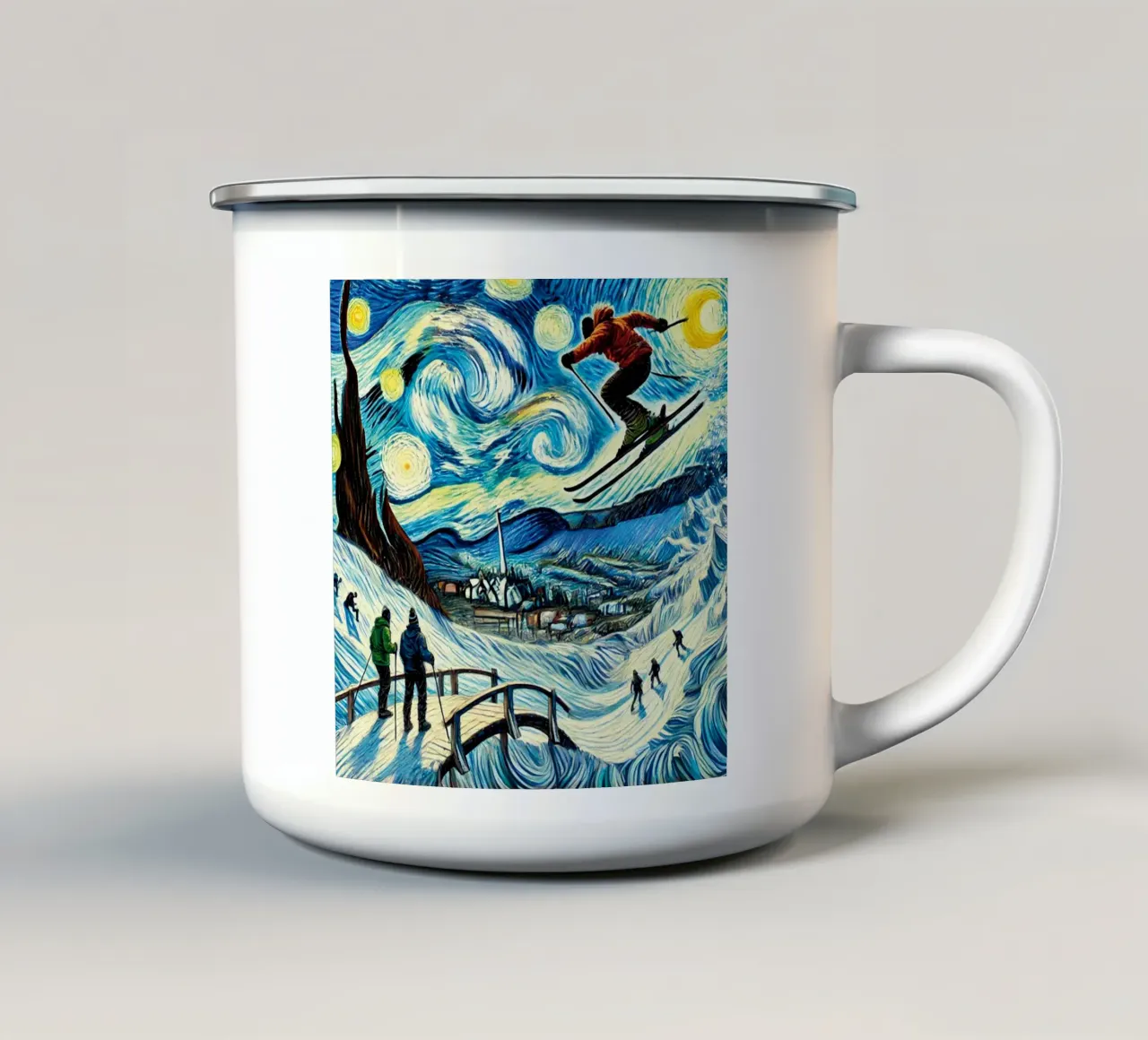 Bridge into Winter Wonderland tazza in smalto da Vintage Van Gogh