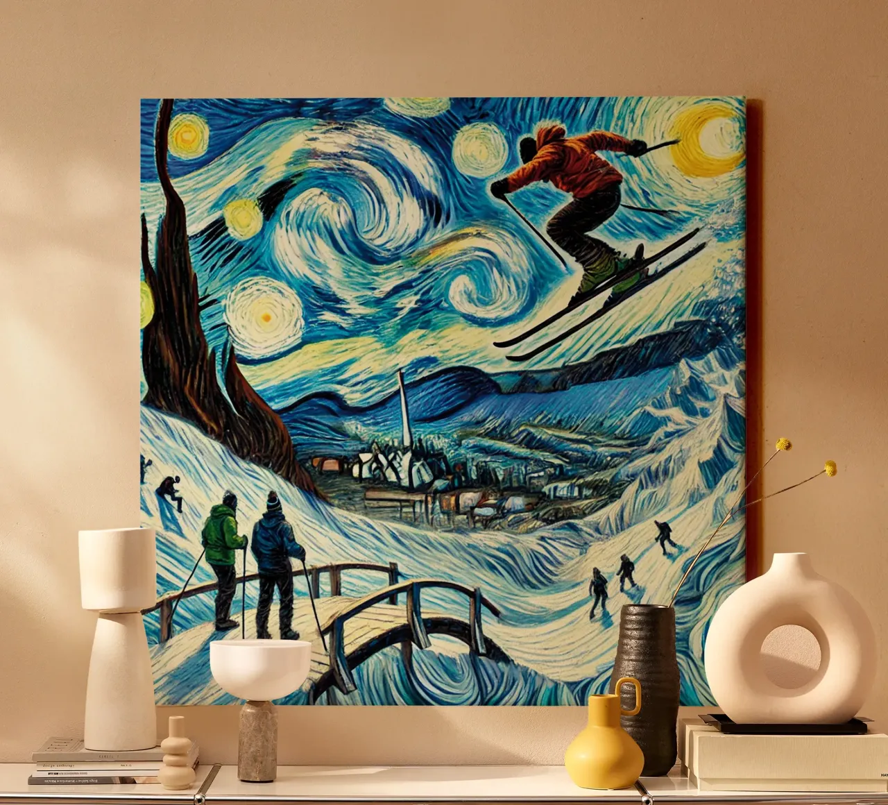 Bridge into Winter Wonderland tela con Cornice a cassetta da Vintage Van Gogh