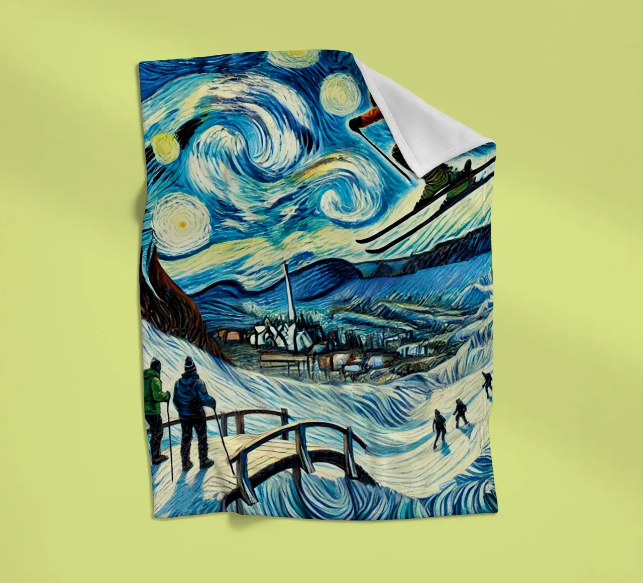 Bridge into Winter Wonderland coperta in pile da Vintage Van Gogh