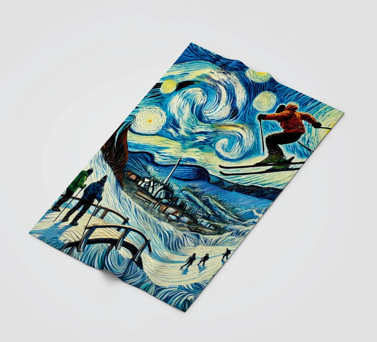 Bridge into Winter Wonderland coperta in pile da Vintage Van Gogh