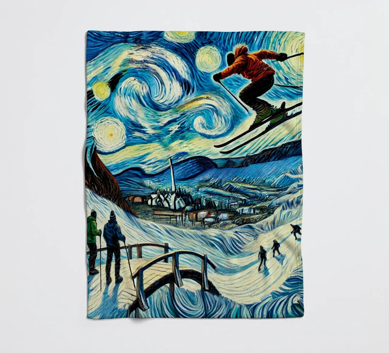 Bridge into Winter Wonderland coperta in pile da Vintage Van Gogh
