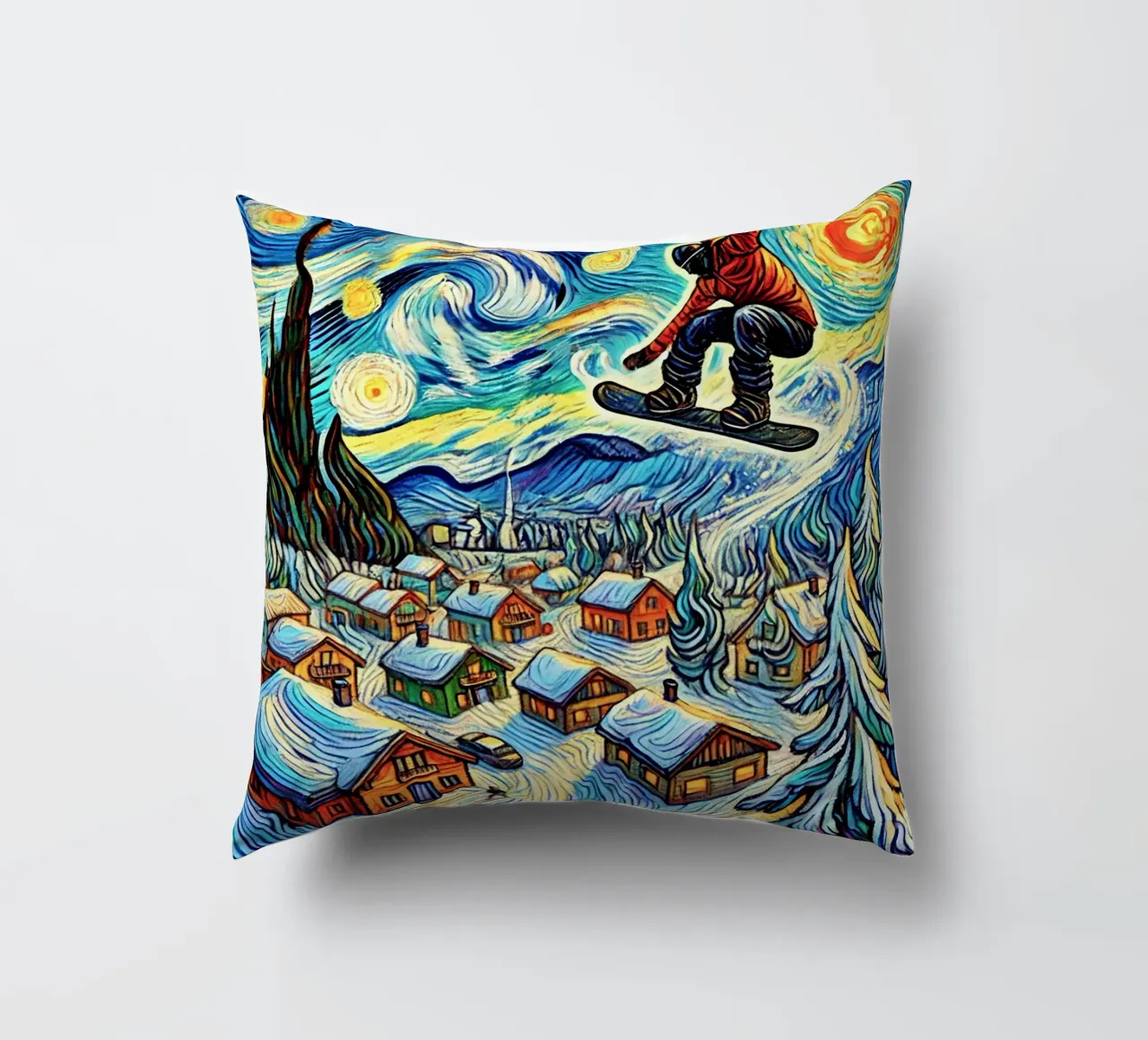 Cabins in the Wood cuscino da Vintage Van Gogh
