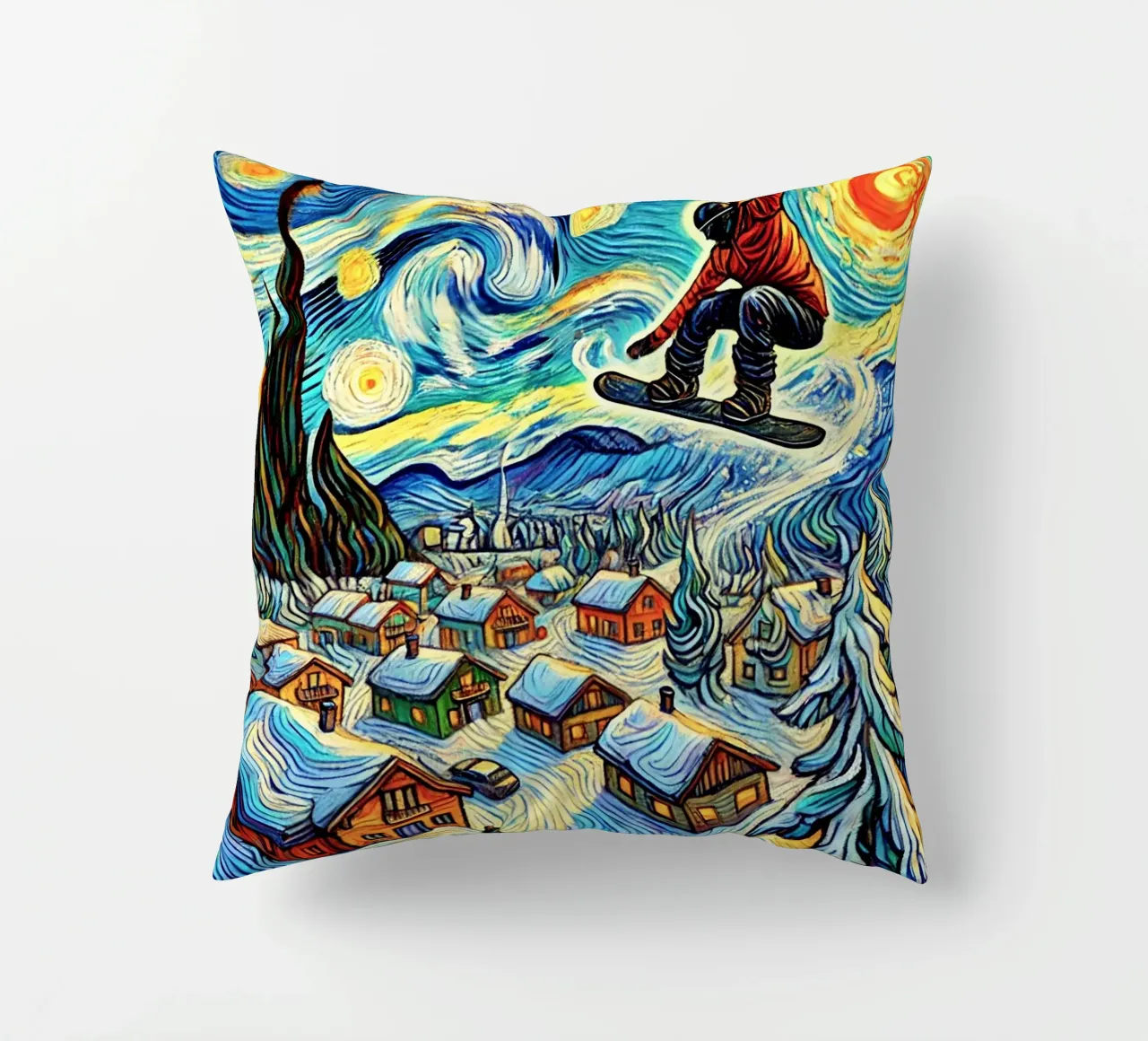 Cabins in the Wood cuscino da Vintage Van Gogh