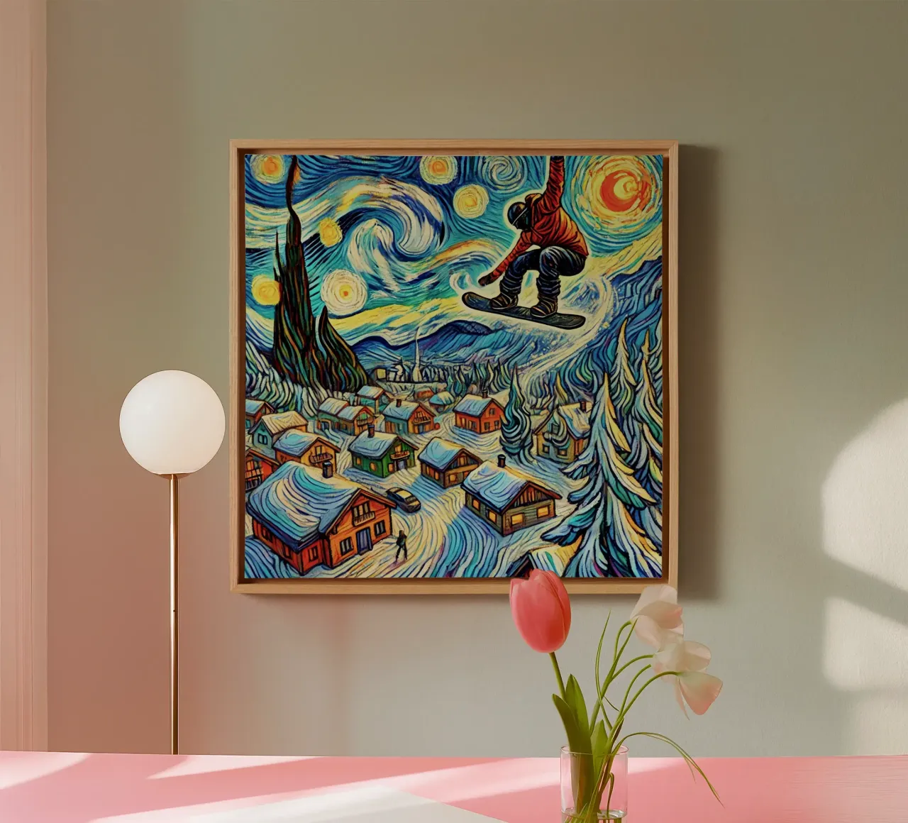 Cabins in the Wood tela con Cornice a cassetta da Vintage Van Gogh