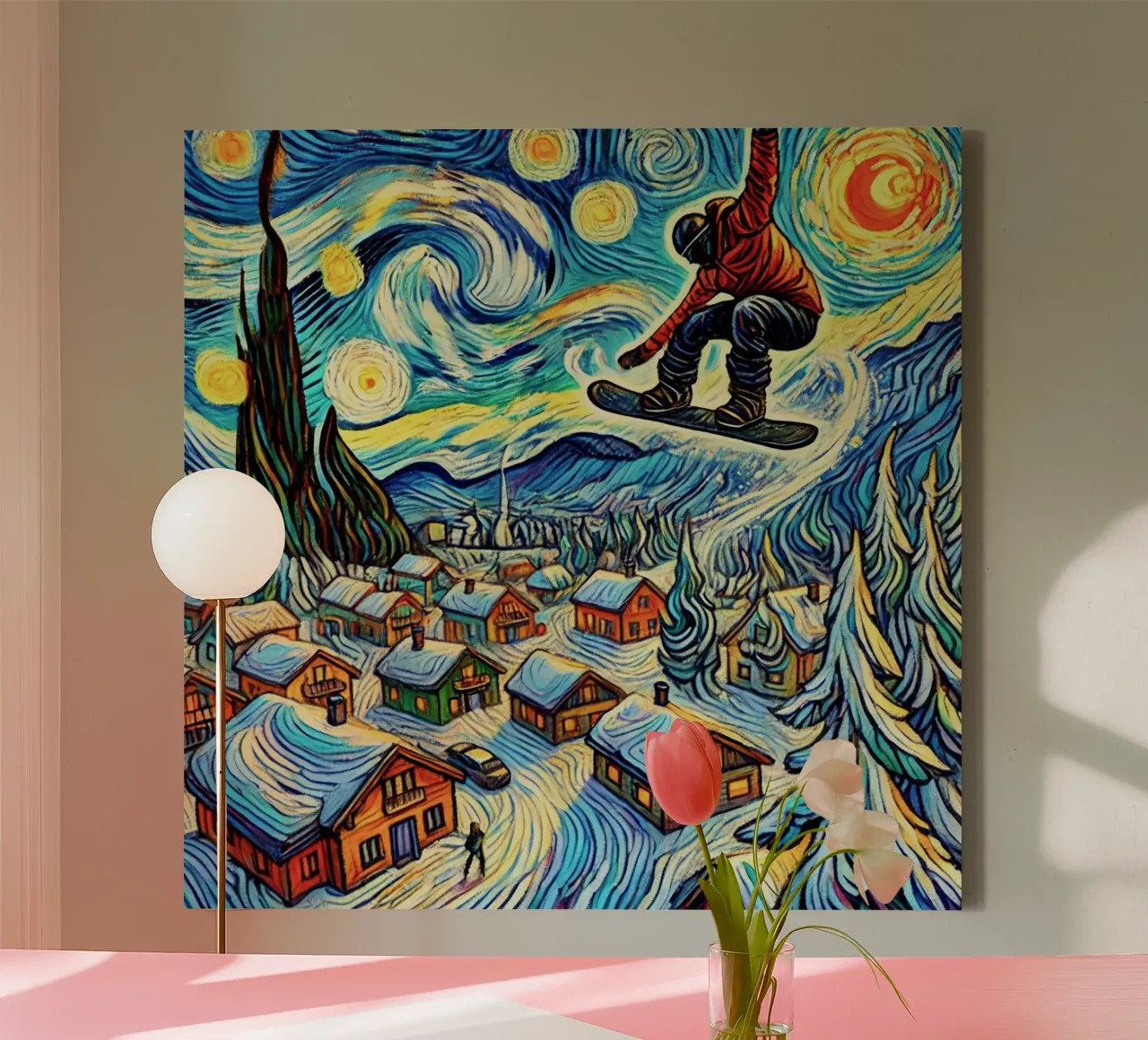 Cabins in the Wood tela con Cornice a cassetta da Vintage Van Gogh