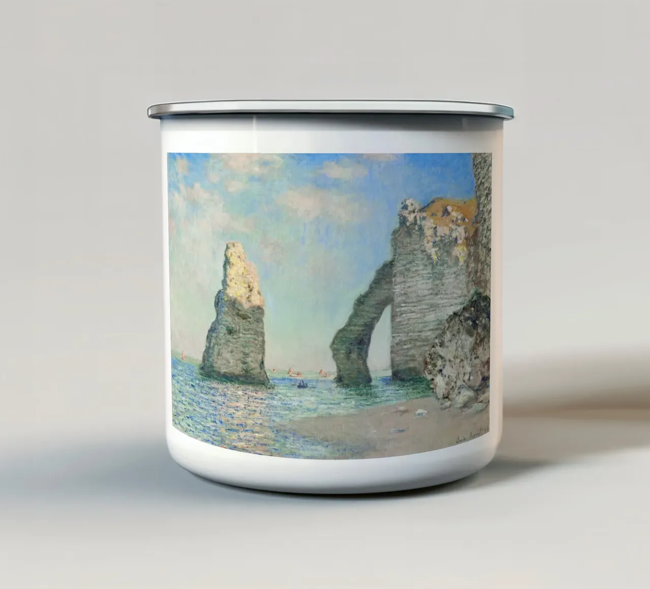 "Le scogliere di Étretat" di Claude Monet tazza in smalto da Art History