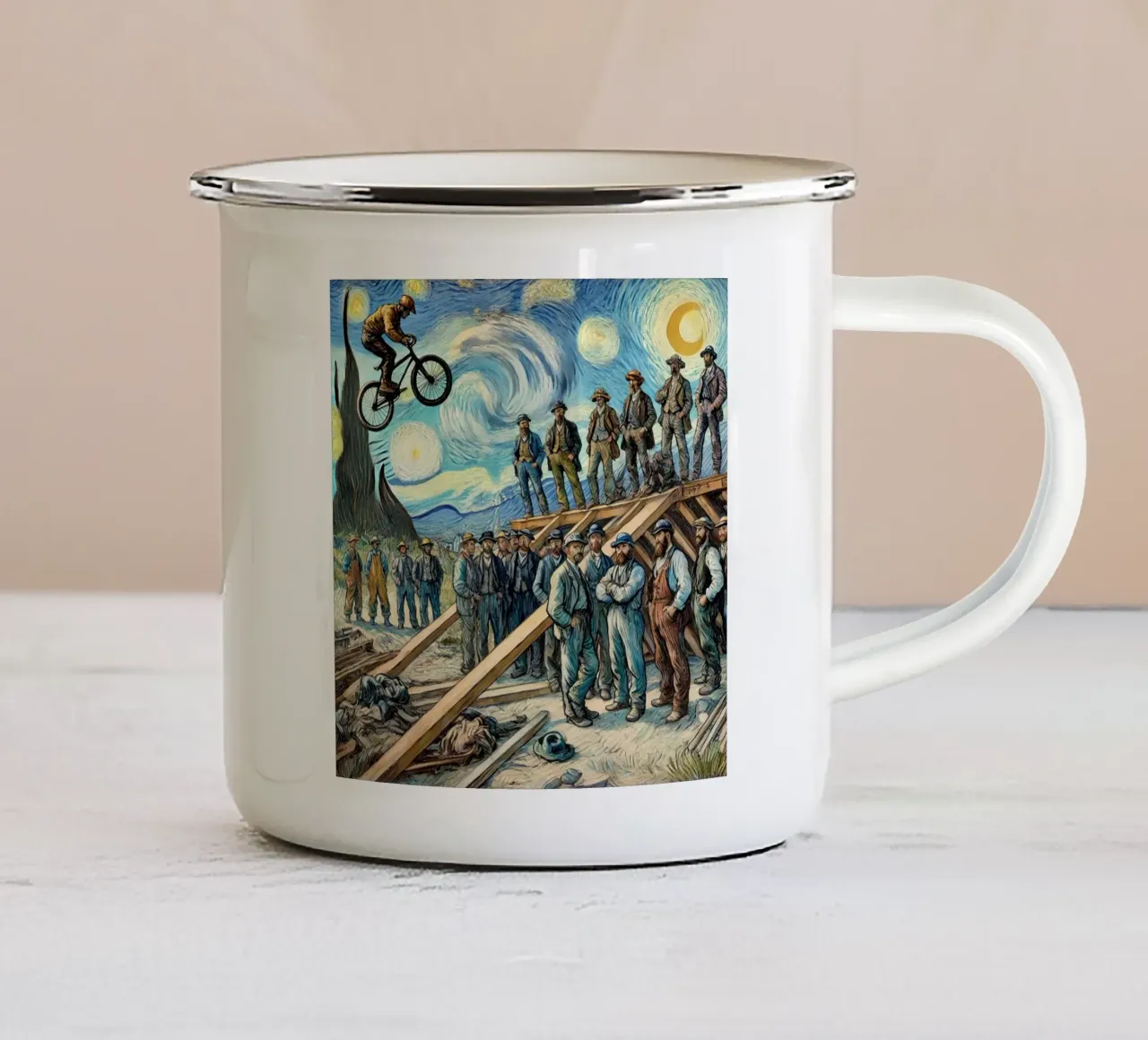 Alpine Downhill Ski tazza in smalto da Vintage Van Gogh