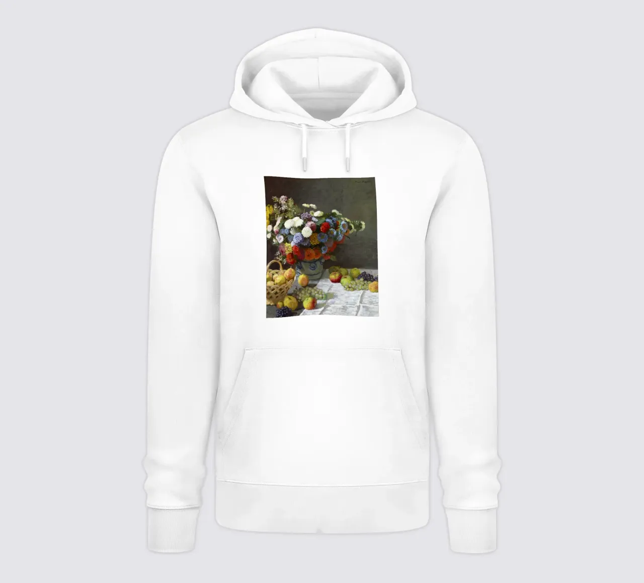 "Natura morta con fiori e frutta (1869) di Claude Monet felpa con cappuccio da Pretty Flowers Vintage Botanicals